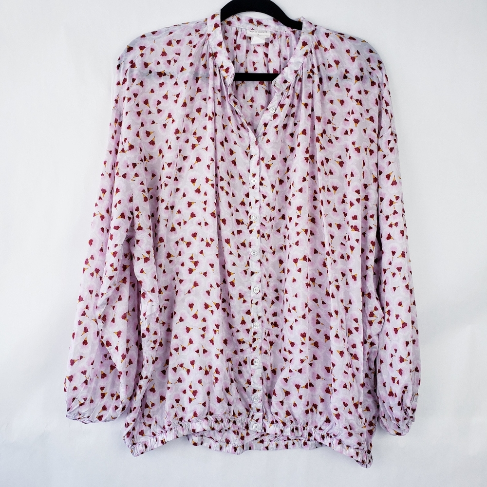 Anna glover hm Womens Blouse Floral Button Front Long Sleeve